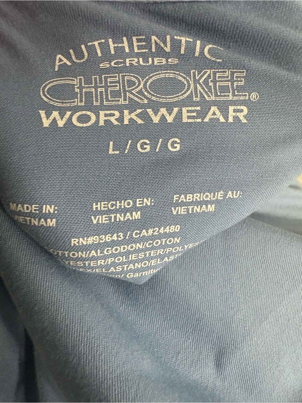 Cherokee Light Blue V-Neck Scrub Top - Picture 6 of 6